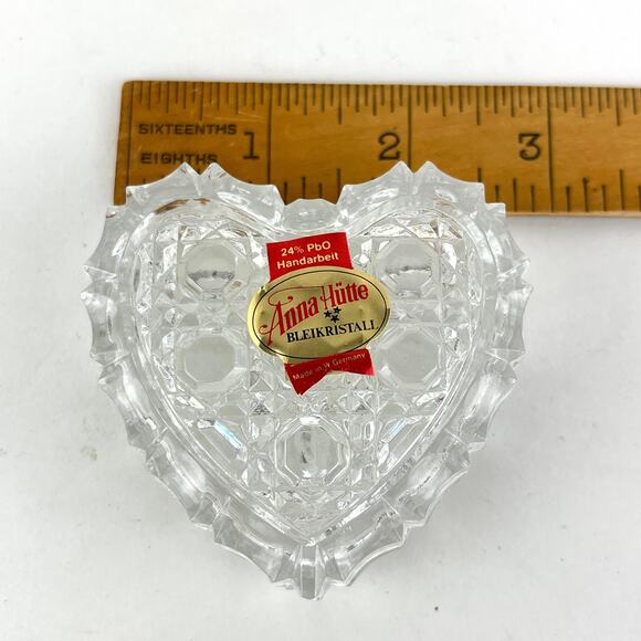 Vintage Anna Hutte Bleikristall Lead Crystal Heart Trinket Dish Box West Germany - Picture 4 of 5